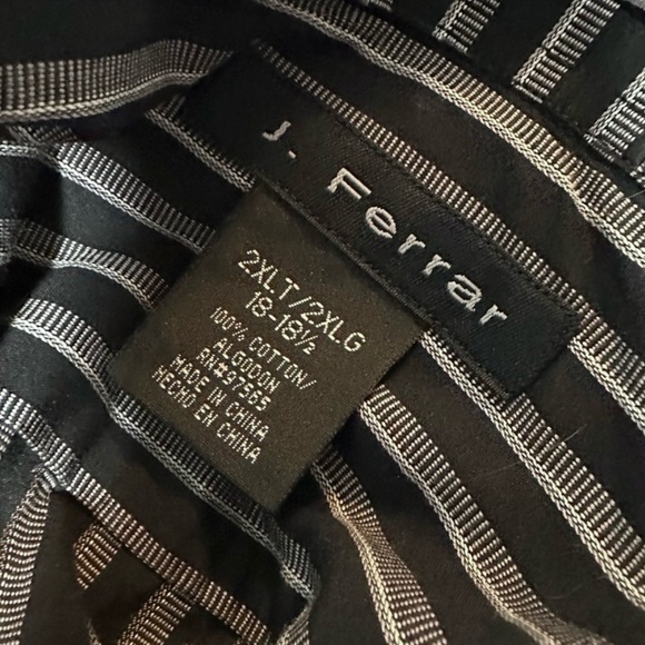 J. Ferrar Black Striped Button Up Collared Shirt Men’s Size 2XL Office Business - Picture 10 of 10